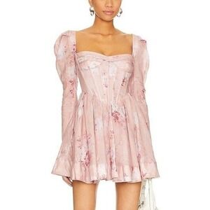 NWT Bardot Evermore Pink Floral Print Mini Corset Dress Size XS